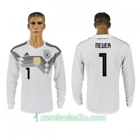 Camisolas de Futebol Alemanha Neuer 1 Equipamento Principal Copa do Mundo 2018 Manga Comprida